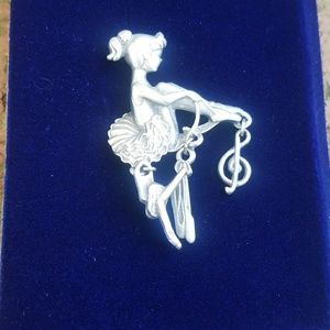 Fine pewter Lindsay Claire ballerina broach.